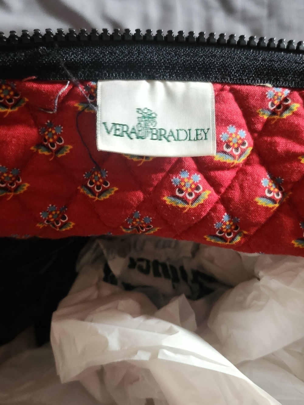Vera Bradley Quilted Floral Weekender in Black and Red - Picture 5 of 5